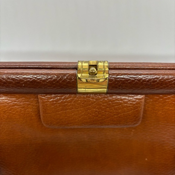 Vintage Classic Structured Top Handle Leather Handbag – Cognac Brown – OS - Picture 16 of 16